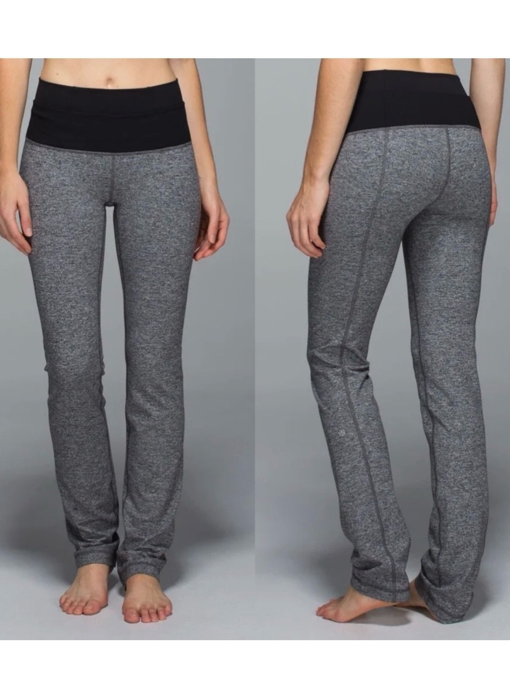 Lululemon Straight-Up Pant Full-On Luon Heathered Deep Coal Black Size 2